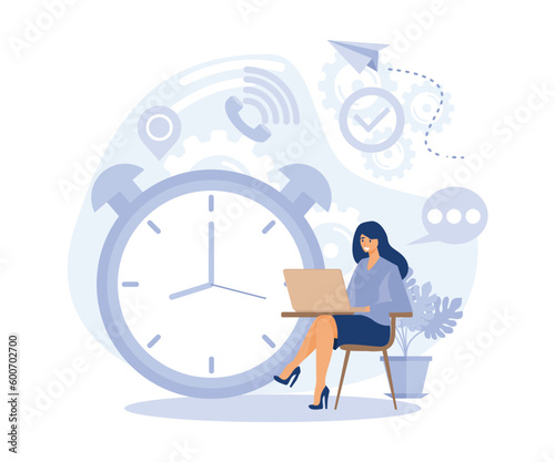 Performance increase ways, Motivation and self discipline, goal achievement. Time management, self management, productivity metaphors, flat vector modern illustration