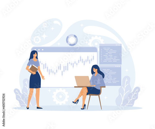 educational tourism concept, Professional learning,  Business coach, student group, education abroad, flat vector modern illustration