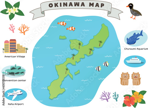 沖縄地図 イラスト素材 © NORICO