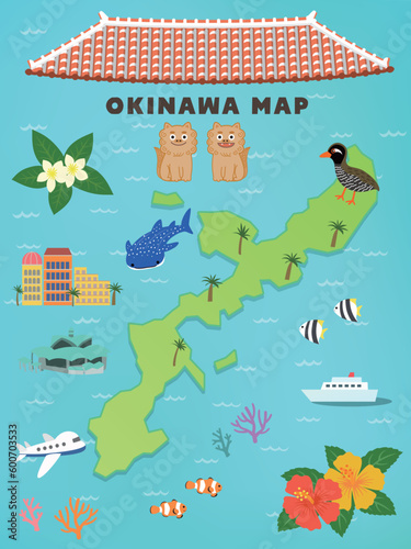 沖縄地図　イラスト素材