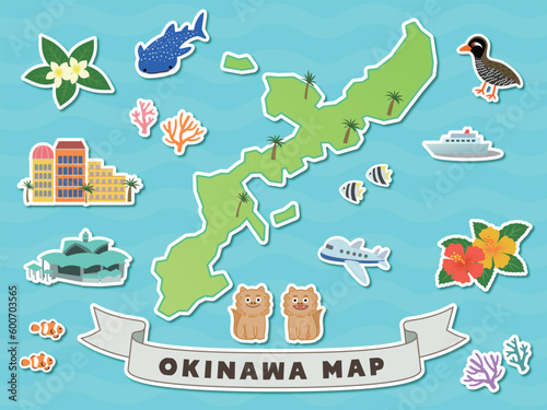 沖縄地図　イラスト素材