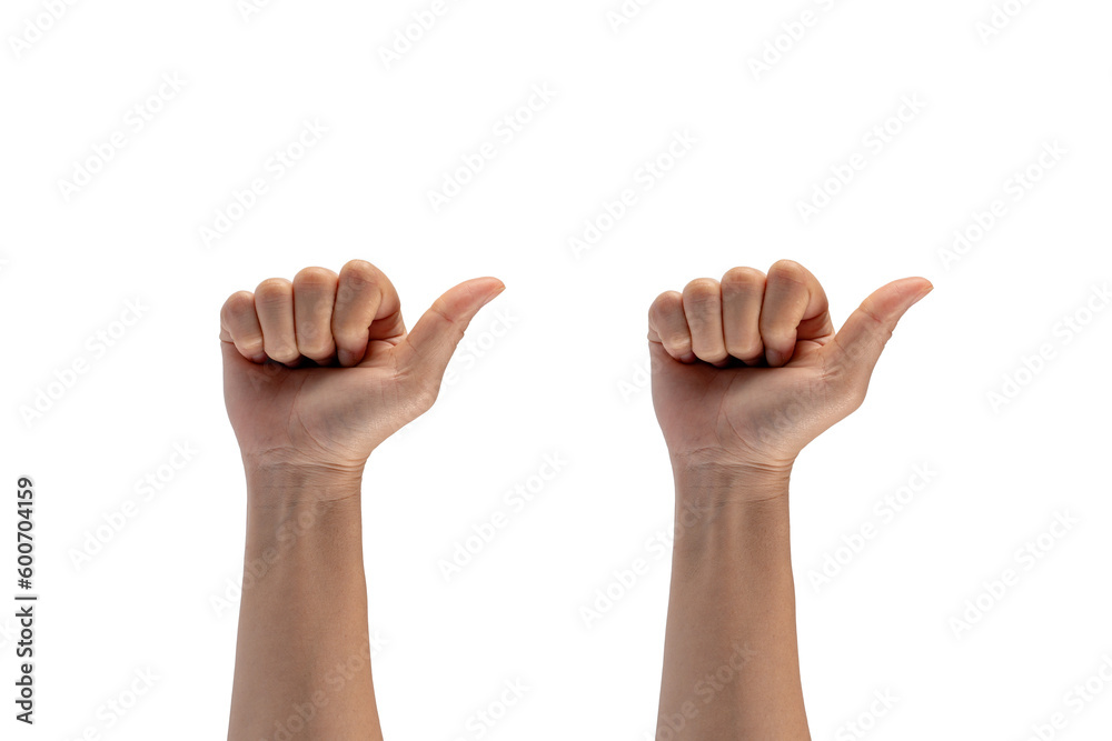 Hand of woman showing thumb-up gesture on white background Hand of woman showing thumb-up gesture on white background