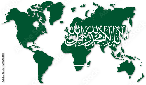 Saudi Arabia Flag on globe maps