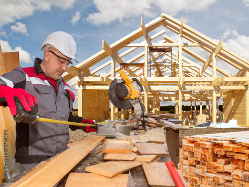 Man builder. Worker builds ...