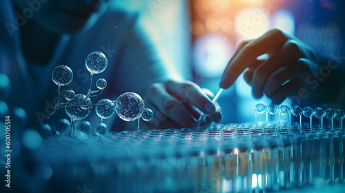 Genetic research background. Illustration AI Generative.