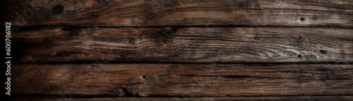 A dark, vintage wooden texture sets the stage for a rich, rustic ambiance, perfect as a background for an authentic, natural design project. Intricate grain and rough, aged oak planks. Generative AI.