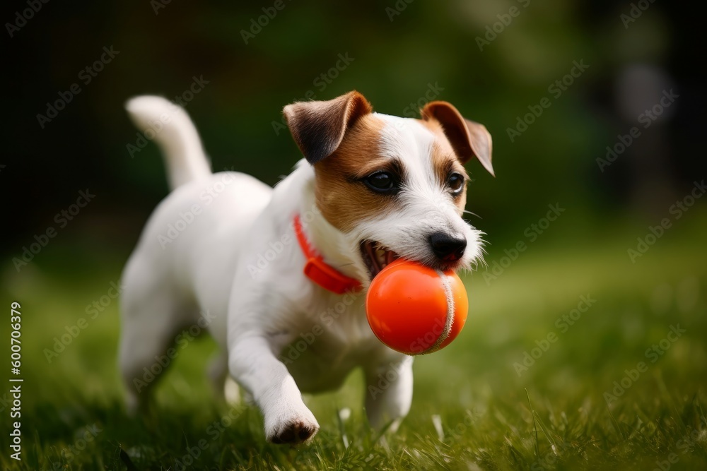 Jack russel play dog ball. Generate Ai