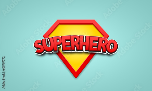 Superhero cartoon logo on light background. Vector illustration.