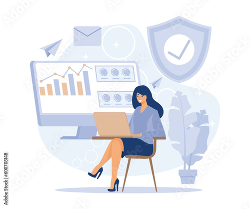 business concept. Workflow, growth, graphics. Business development, milestones, start-up, flat vector modern illustration