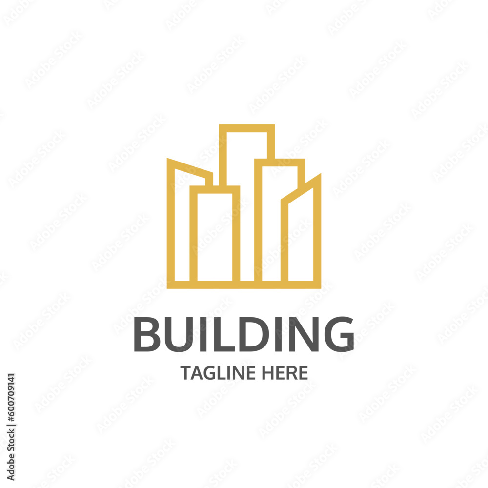 BUILDING LOGO IN LINEAR STYLE AND GOLDEN COLOUR 