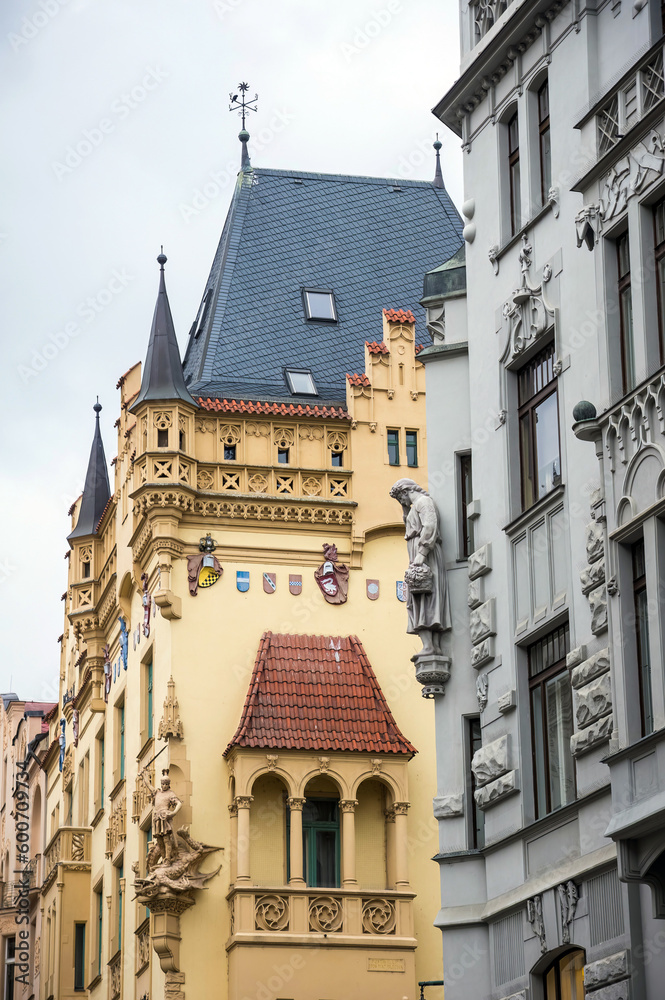 Naklejka premium Neo-gothic or Gothic Revival architecture in Prague, Czech Republic