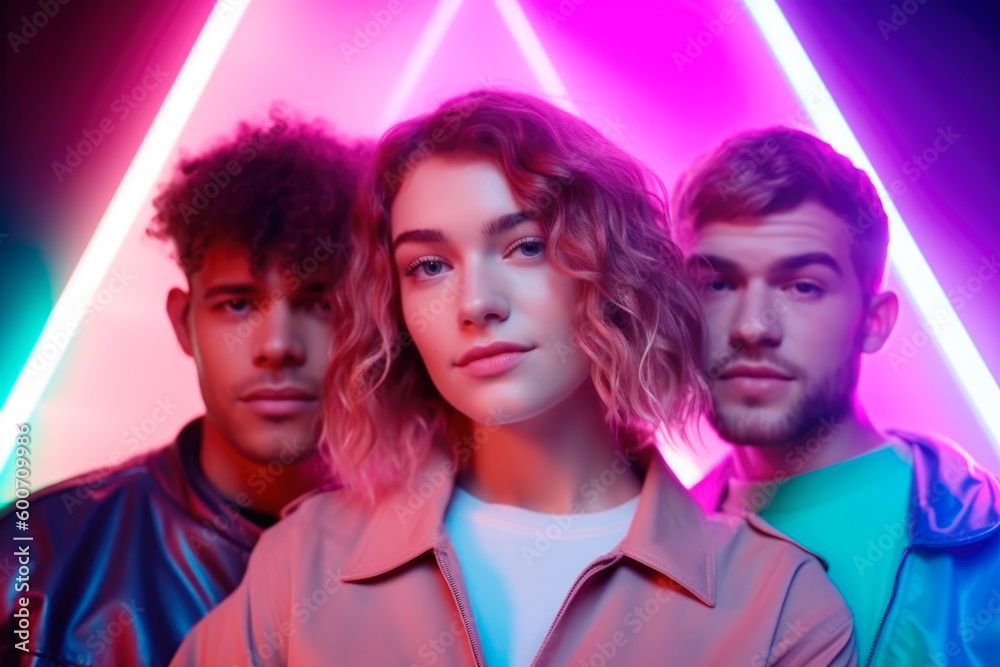 Portrait Series: Young People of Diverse Age, Gender, and Race with Neon Colors. generative ai. Portrait Series: Young People of Diverse Age, Gender, and Race with Neon Colors. generative ai.