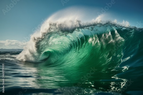 Stunning ocean wave rolling up. Generative AI