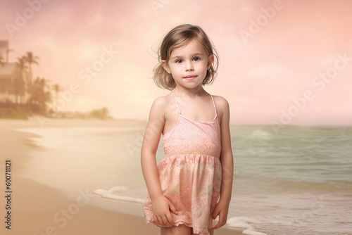 child model at the beach and in bikini (ID: 600711121)