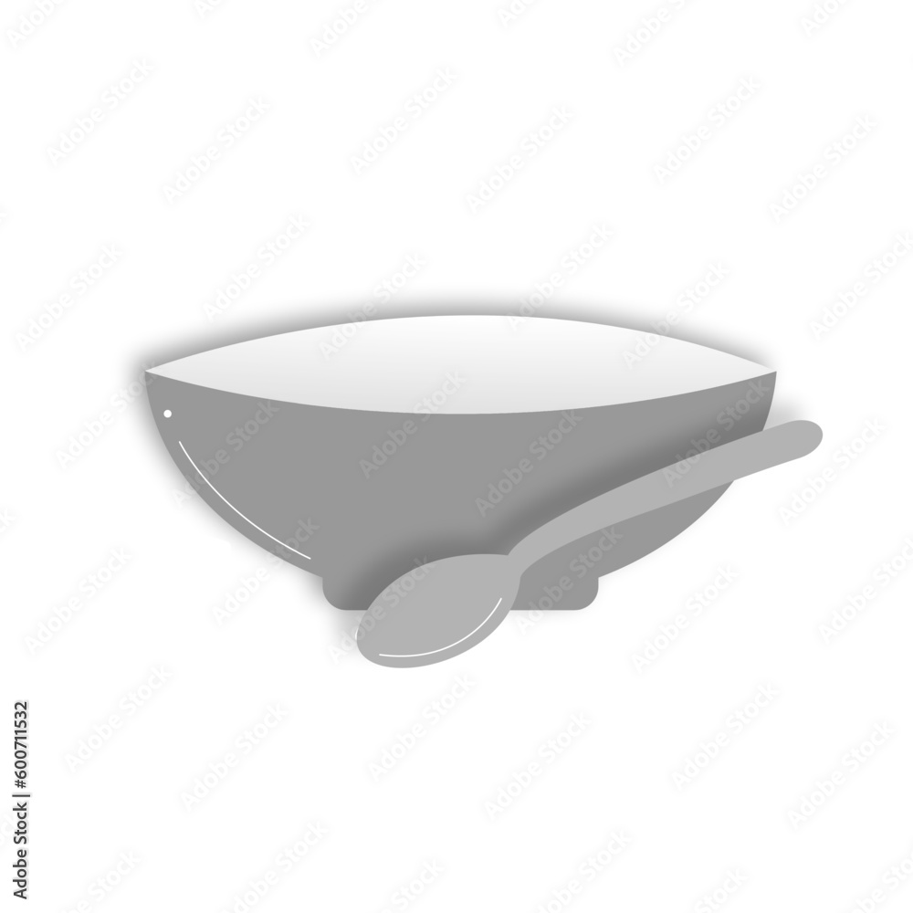 3D bowl and spoon vector 3D bowl and spoon vector