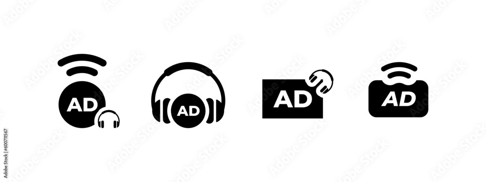audio description icon vector illustration. black audio description concept. - obrazy, fototapety, plakaty 