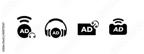 audio description icon vector illustration. black audio description concept.