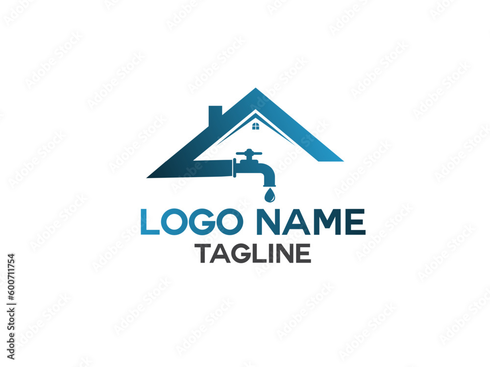 sanitary ware logo. Home. Water. Faucet logo. Water tap logo. Premium vector. Business. House sanitary ware logo. Home. Water. Faucet logo. Water tap logo. Premium vector. Business. House