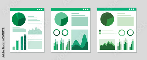 Charts and graphs statistical representation green infographic elements