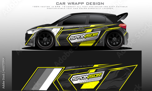 Car decal design vector. Graphic abstract stripe racing background designs for vehicle, race, rally, adventure and car racing livery