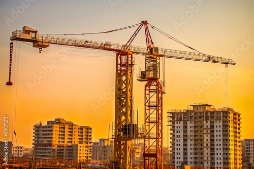 Construction and engeneering concept, tower crane