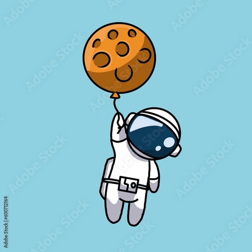 A little astronaut holding balloon 