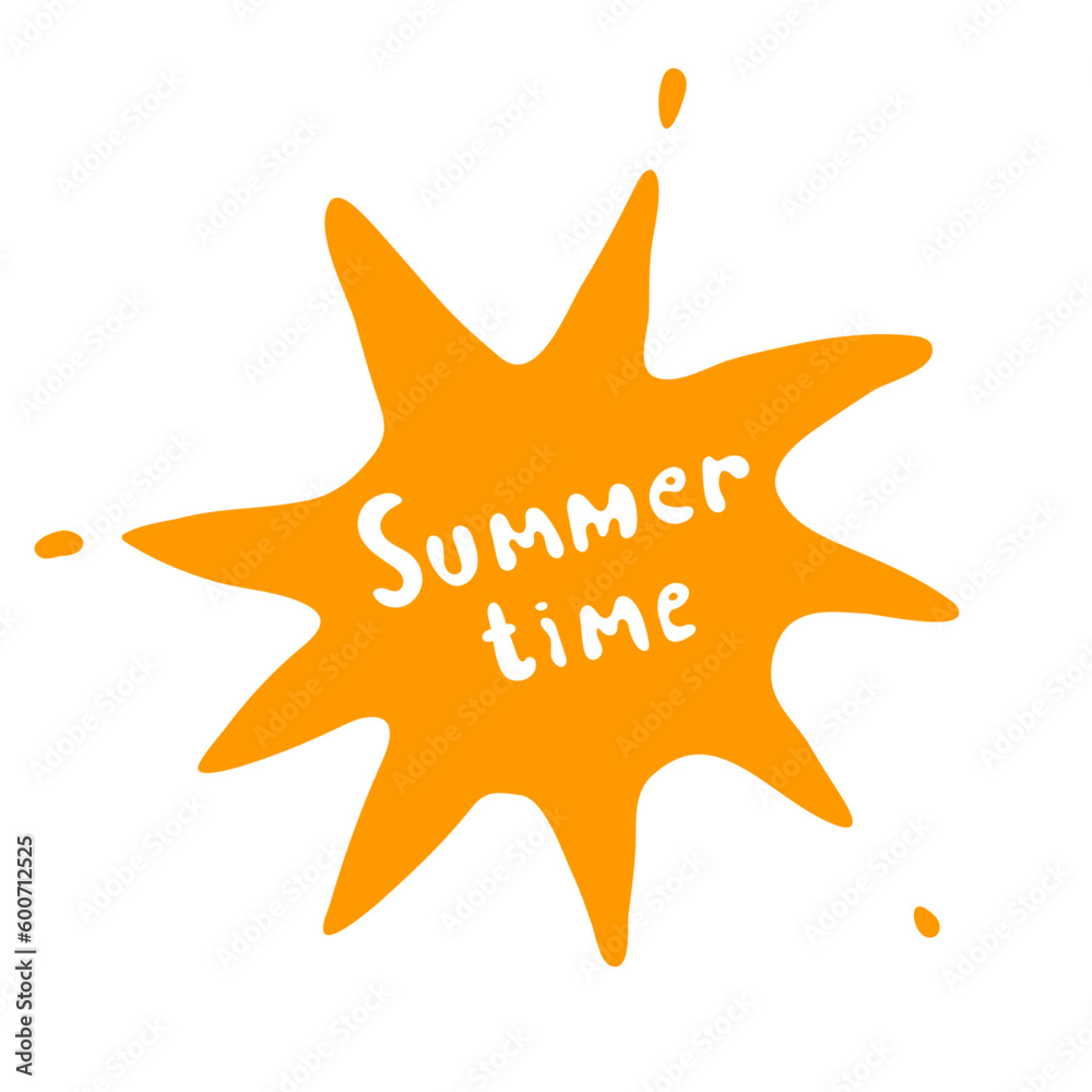 doodle smudge, orange sun blot, hand drawn lettering, summer time, print for apparel doodle smudge, orange sun blot, hand drawn lettering, summer time, print for apparel