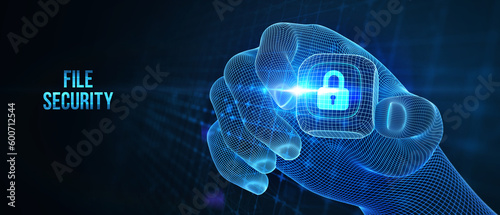 Business, Technology, Internet and network security. File security. 3d illustration