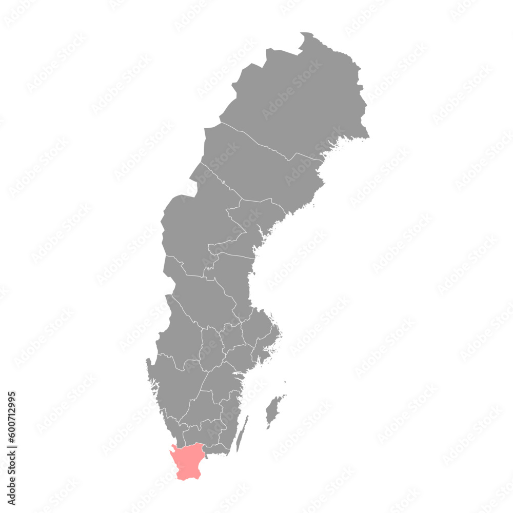Skane county map, province of Sweden. Vector illustration. Skane county map, province of Sweden. Vector illustration.