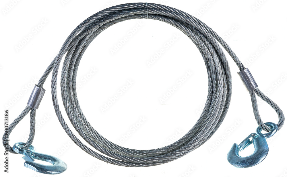 reducer lifting winch with a metal cable on a white background reducer lifting winch with a metal cable on a white background