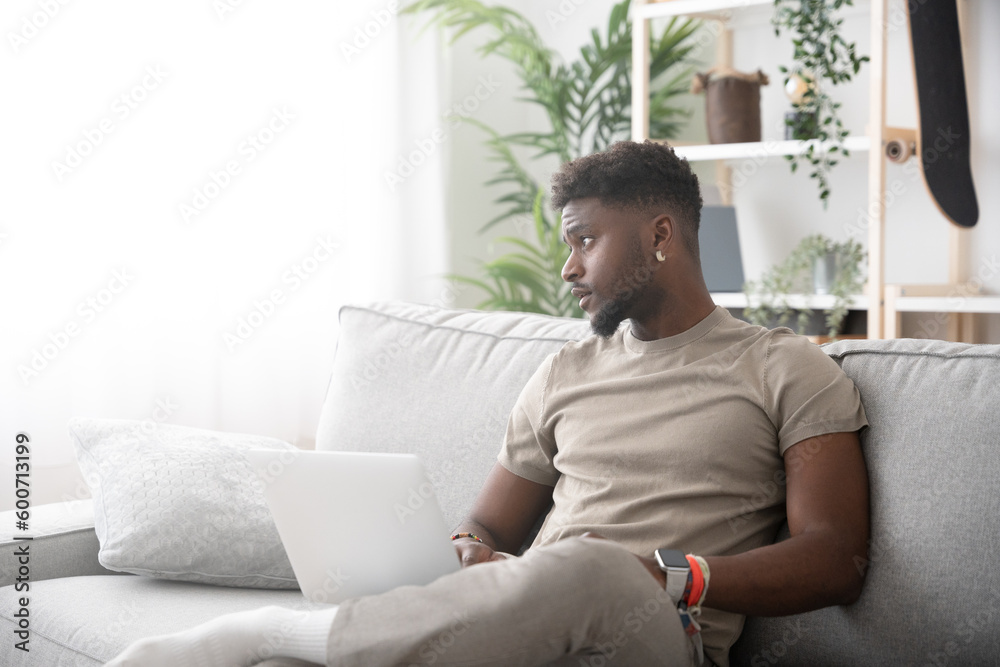 Young black man working from home Young black man working from home