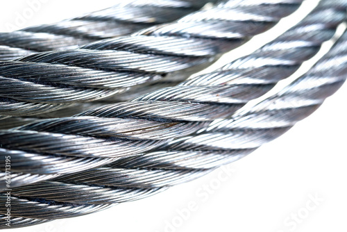 reducer lifting winch with a metal cable on a white background