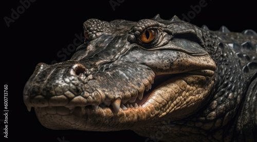 Alligator close-up at the moment of hunting