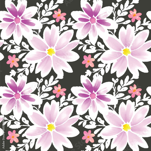 Floral shape watercolor seamless pattern.