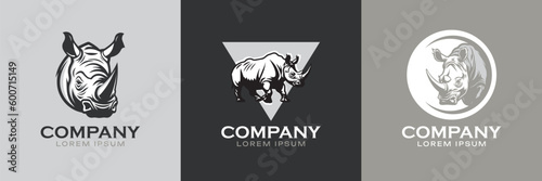 Rhinoceros Logo Set. Rhino Premium Vector Design Illustration.