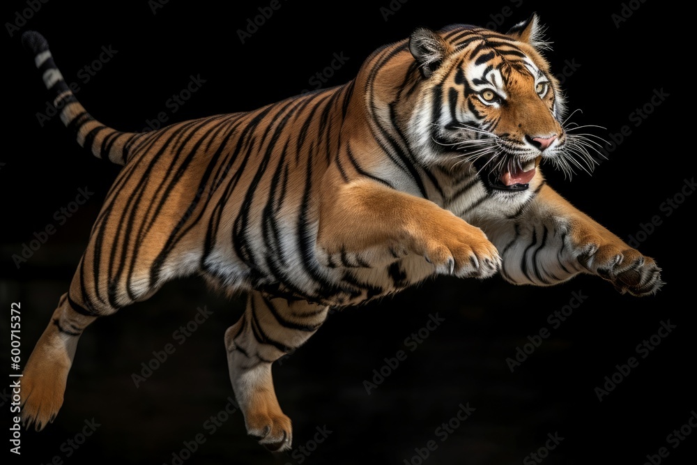 Obraz premium Tiger jumping air fury. Generate Ai