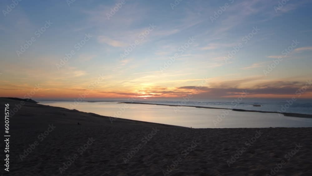 Beautiful view Arachon Bay at sunset from sand Dune of Pilat, France Beautiful view Arachon Bay at sunset from sand Dune of Pilat, France