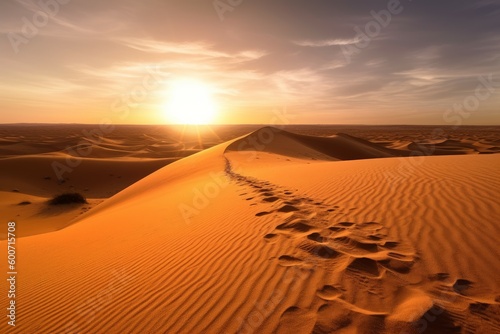 Sunset desert morocco ocean. Generate Ai