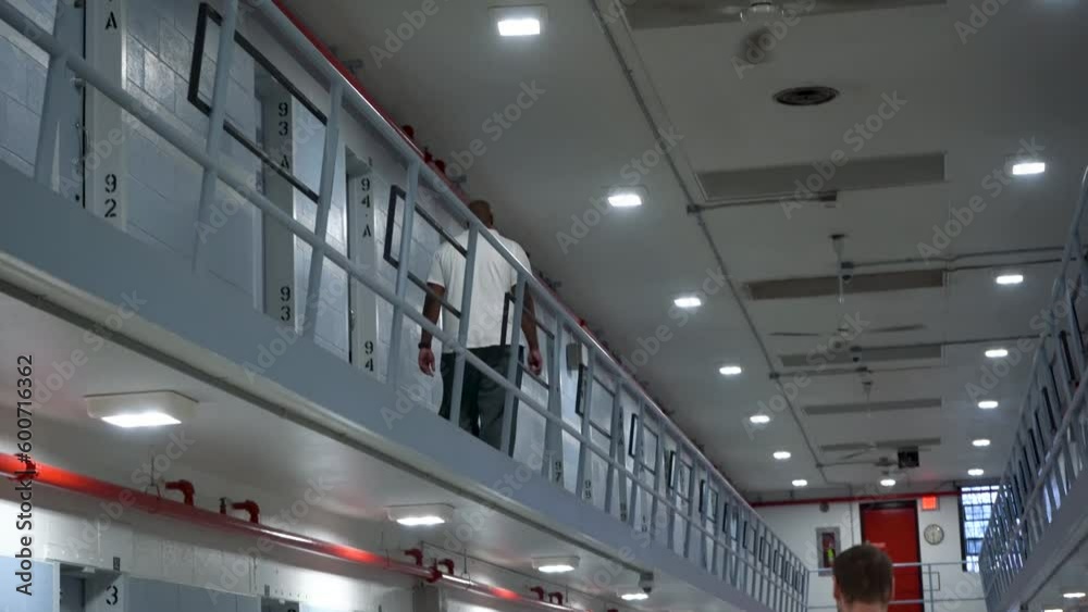 african american prisoner black inmate walking in housing unit cell block 4k