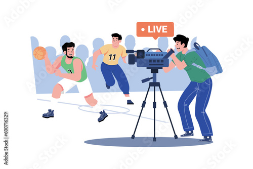 A sports videographer films games and highlights for fans.