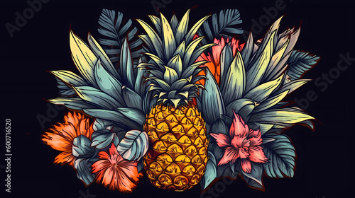 pineapple illustration in the flowers 