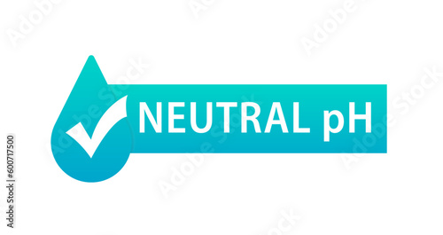 Neutral pH label. Neutral analysis pH values for acidic and alkaline solution. Acid base balance. Chemical Scale Test. Icon with neutral ph. Vector illustration