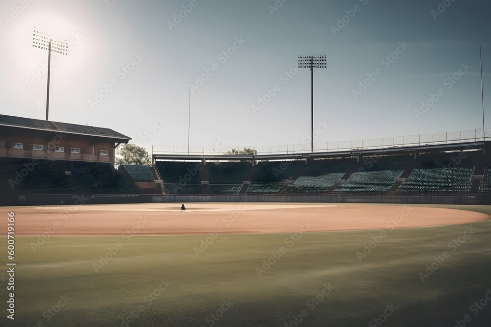 Outdoor stadium featuring a baseball diamond with available copy space