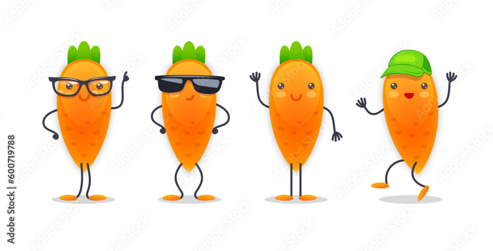 Obraz premium Carrot Character with Various Face Expressions
