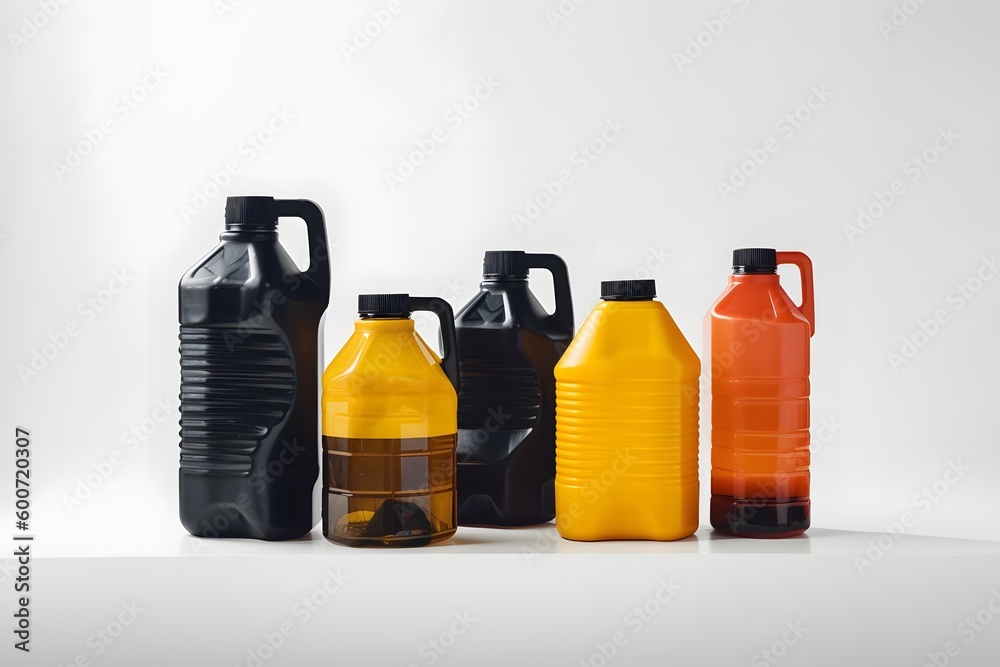 Motor Oil Container Color Variety of plastic motor oil containers on white background. , .highly ...