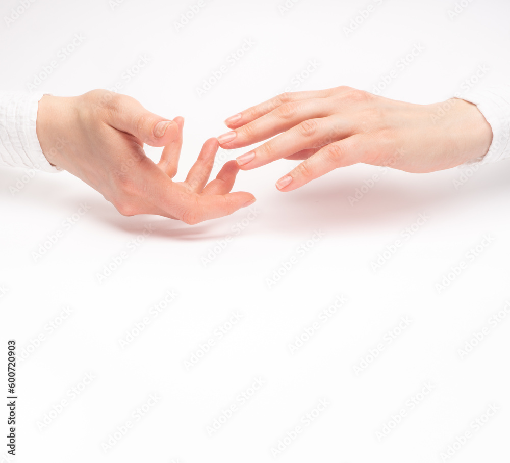 beautiful woman's hands with neat manicure isolated