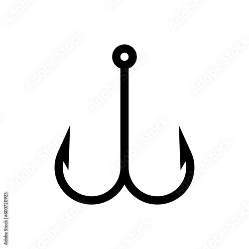 Logo de pesca. Icono aislado anzuelo doble de pesca