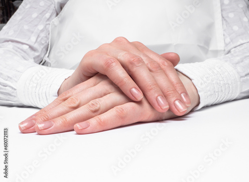 beautiful woman's hands with neat manicure isolated