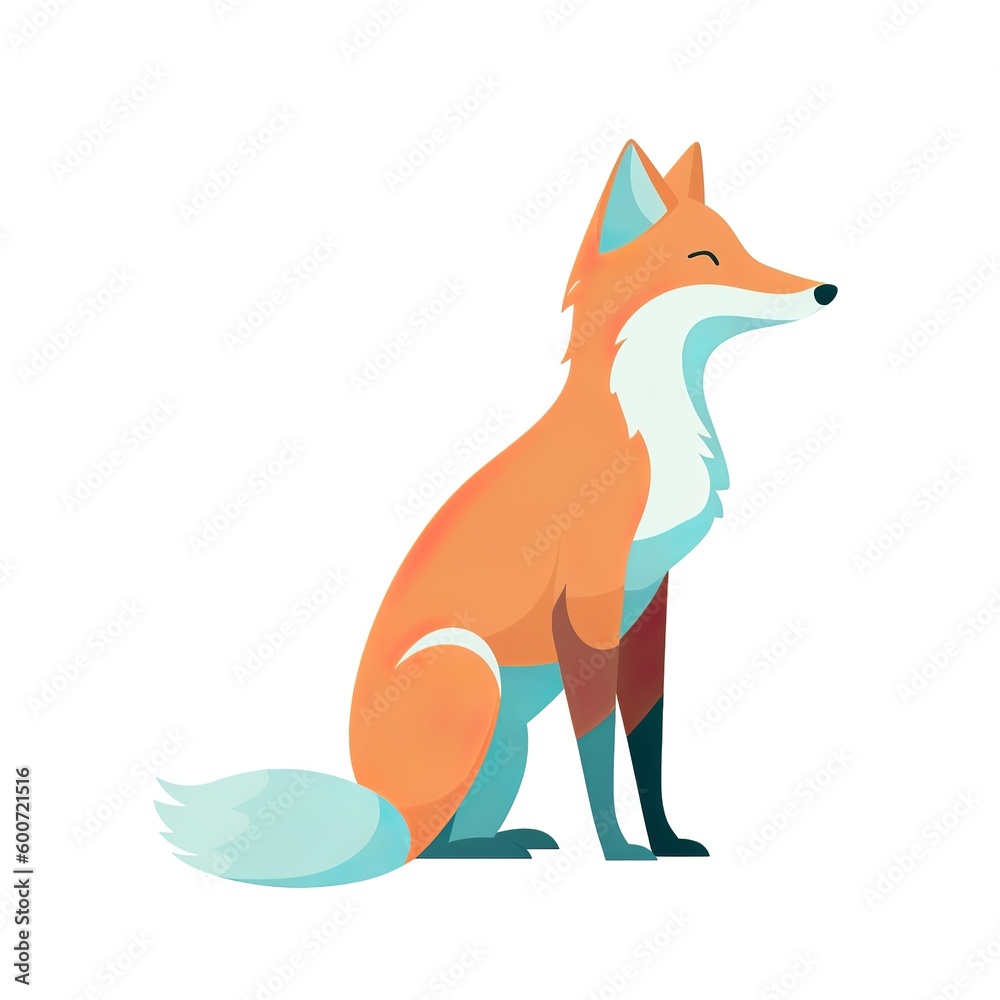Simple and minimalistic red fox illustration , Generative AI Simple and minimalistic red fox illustration , Generative AI