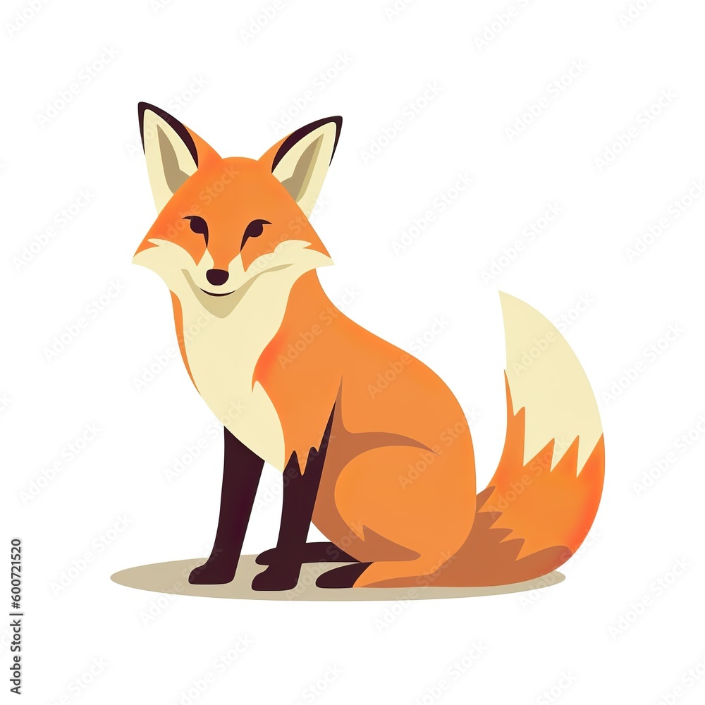 Fototapeta premium Simple and minimalistic red fox illustration , Generative AI